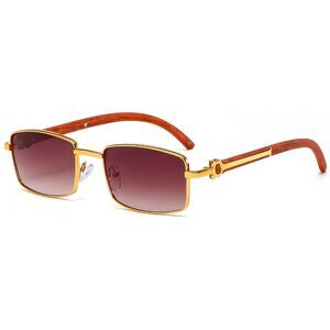 Men Sunglasses‎ Brown Lens Retro Classic Trendy Retro Shades Gold Metal Lentes